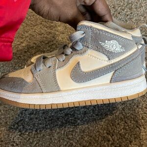 Grey and white Jordan dunks